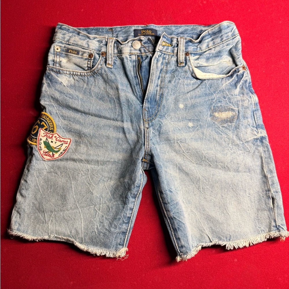 Polo by Ralph Lauren Light Blue Denim Cutoff Shorts with Patch